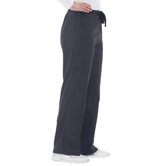 NWT WHITE SWAN UNISEX DRAWSTRING SCRUB PANTS CHARCOAL LARGE - Picture 2 of 7